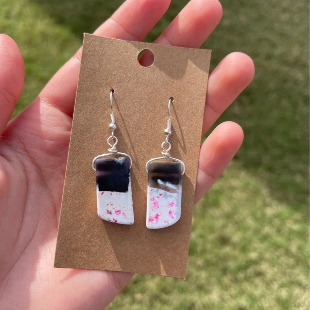 Agate Crystal Earrings Handmade silver sterling